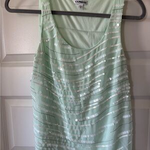 Express Light Green Sequin Tank Top